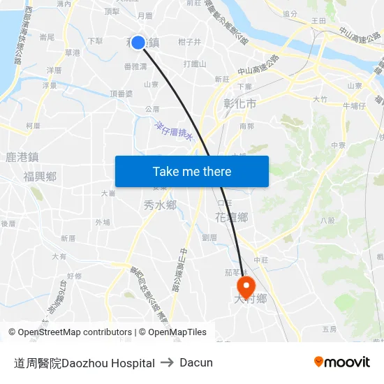 道周醫院Daozhou Hospital to Dacun map