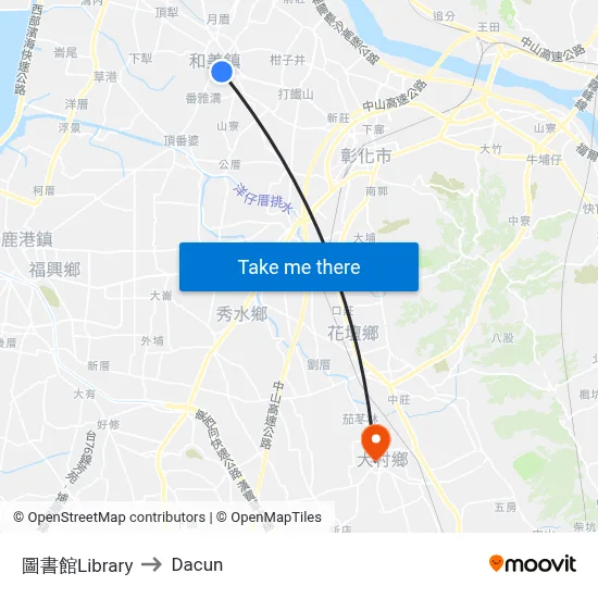 圖書館Library to Dacun map