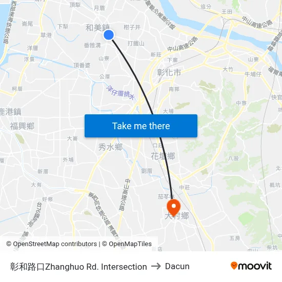 彰和路口Zhanghuo Rd. Intersection to Dacun map