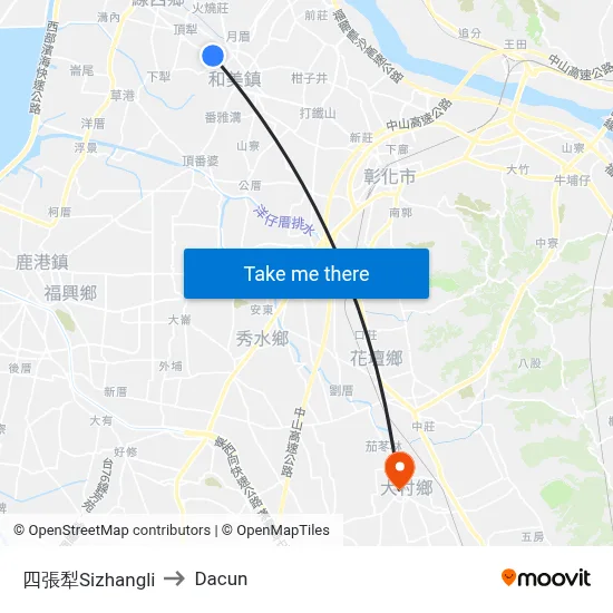 四張犁Sizhangli to Dacun map