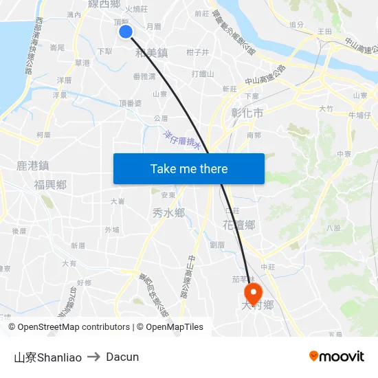 山寮Shanliao to Dacun map