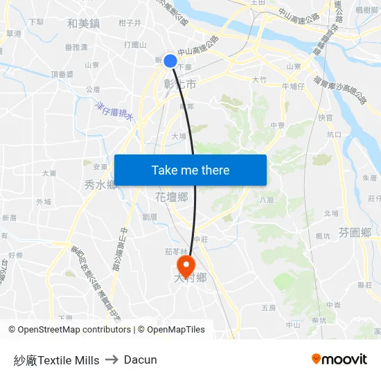 紗廠Textile Mills to Dacun map