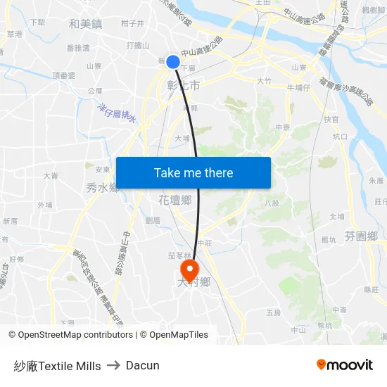 紗廠Textile Mills to Dacun map