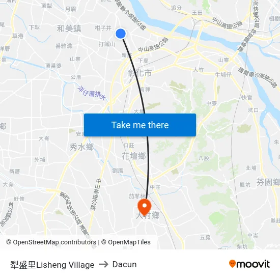 Lisheng Village to Dacun map