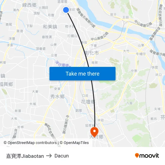 嘉寶潭Jiabaotan to Dacun map