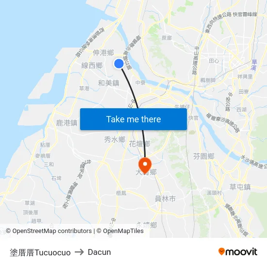 塗厝厝Tucuocuo to Dacun map