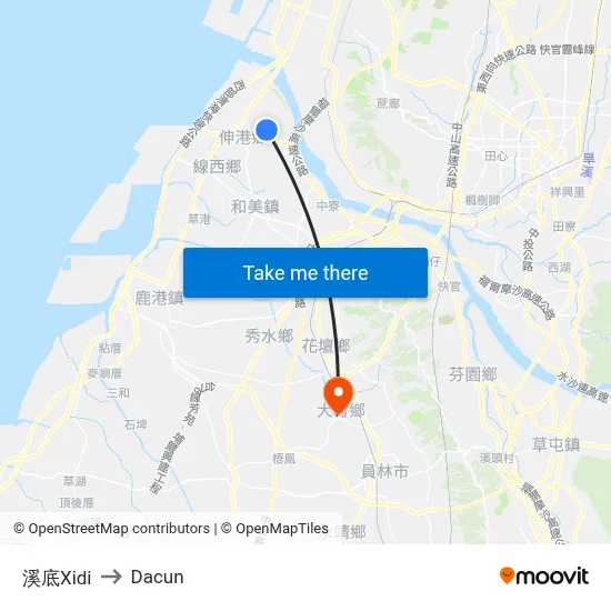 溪底Xidi to Dacun map