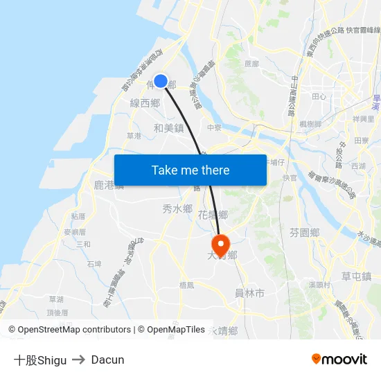 十股Shigu to Dacun map