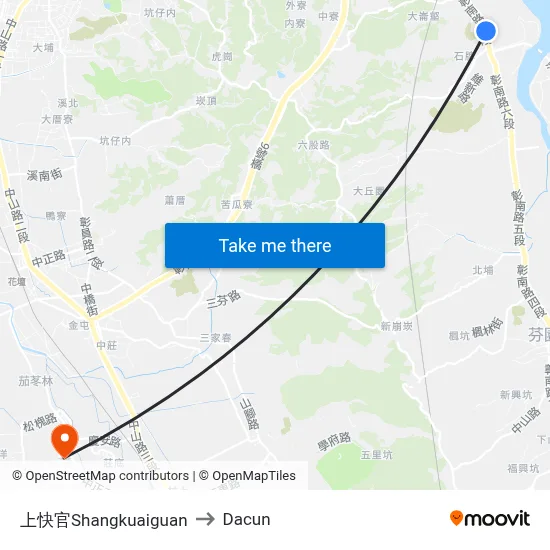 Shangkuaiguan to Dacun map
