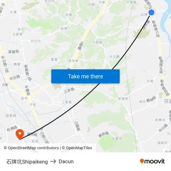 石牌坑Shipaikeng to Dacun map