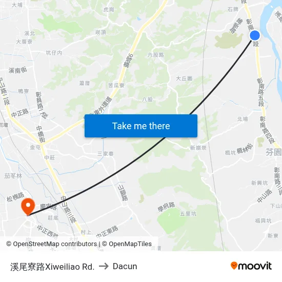 溪尾寮路Xiweiliao Rd. to Dacun map