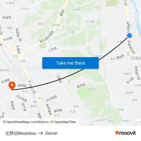 北勢頭Beishitou to Dacun map