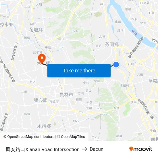 縣安路口Xianan Road Intersection to Dacun map