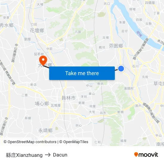縣庄Xianzhuang to Dacun map