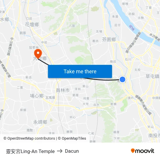 靈安宮Ling-An Temple to Dacun map