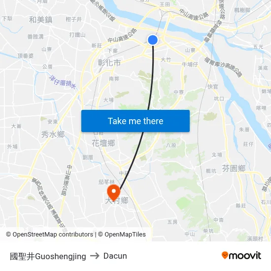 國聖井Guoshengjing to Dacun map