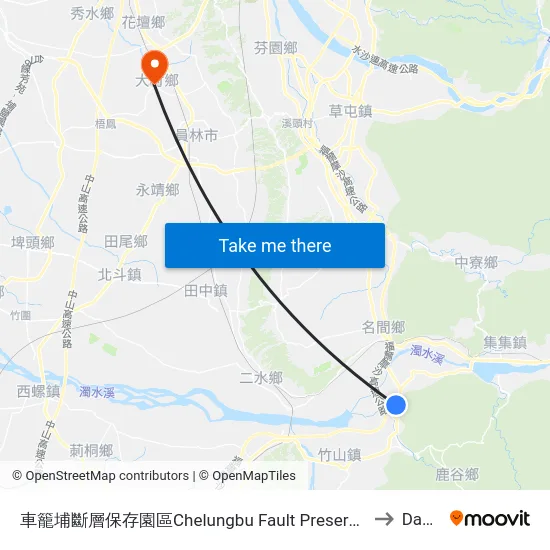 車籠埔斷層保存園區Chelungbu Fault Preservation Park to Dacun map