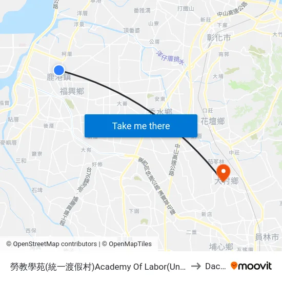 勞教學苑(統一渡假村)Academy Of Labor(Uni-Resort) to Dacun map