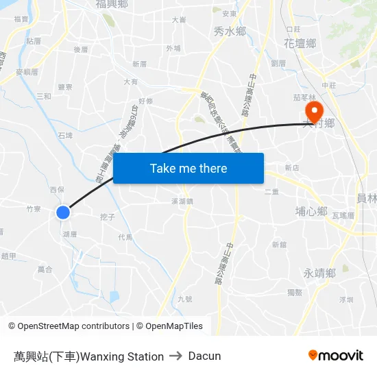 萬興站(下車)Wanxing Station to Dacun map