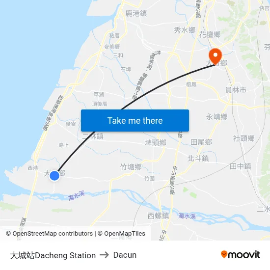 大城站Dacheng Station to Dacun map