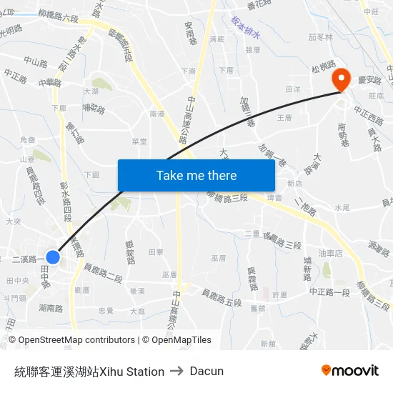 統聯客運溪湖站Xihu Station to Dacun map