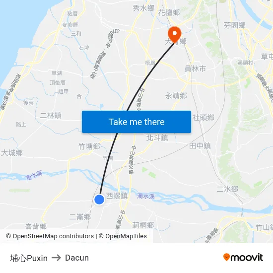 埔心Puxin to Dacun map