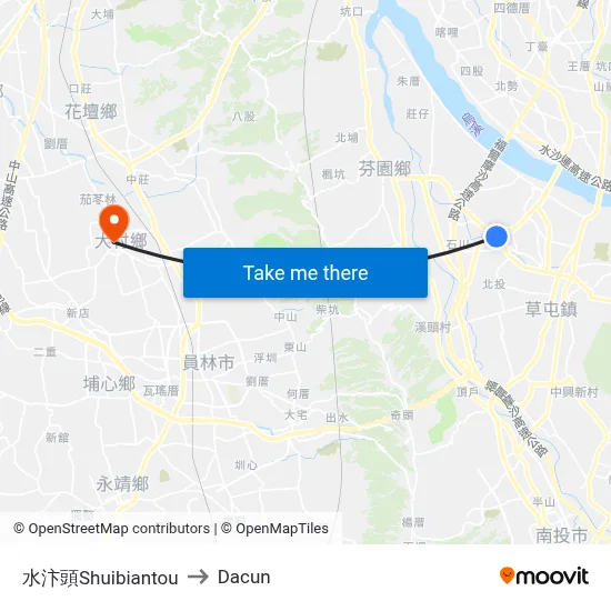 水汴頭Shuibiantou to Dacun map