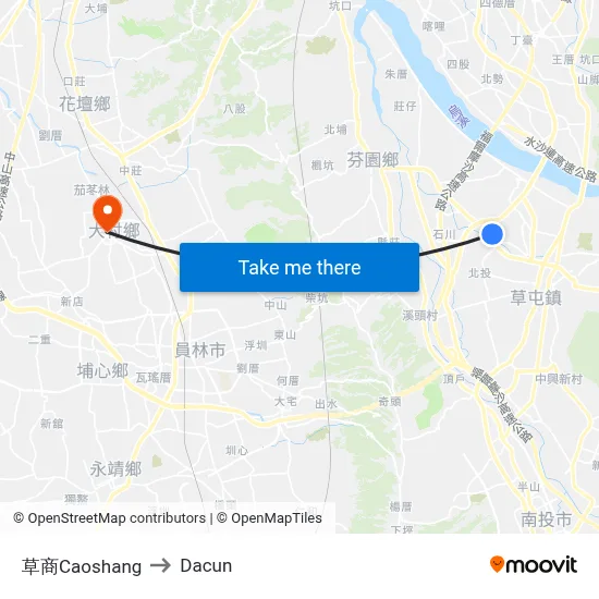 草商Caoshang to Dacun map