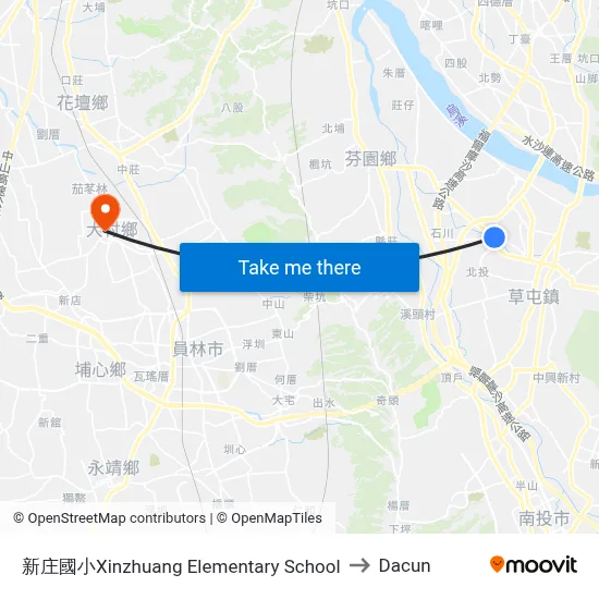 新庄國小Xinzhuang Elementary School to Dacun map