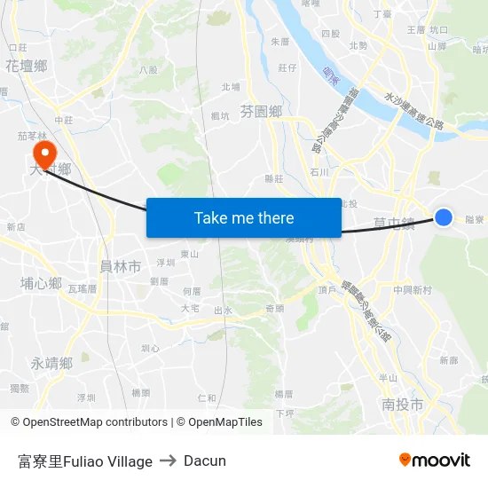 富寮里Fuliao Village to Dacun map
