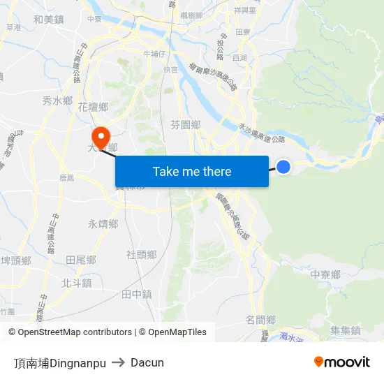頂南埔Dingnanpu to Dacun map