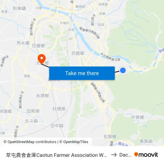 草屯農會倉庫Caotun Farmer Association Warehouse to Dacun map