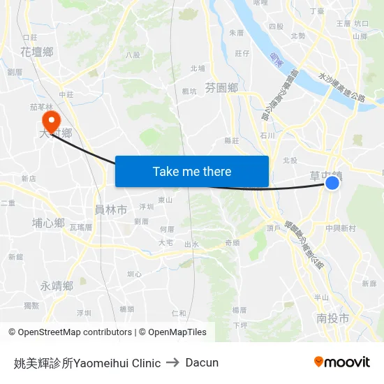 姚美輝診所Yaomeihui Clinic to Dacun map