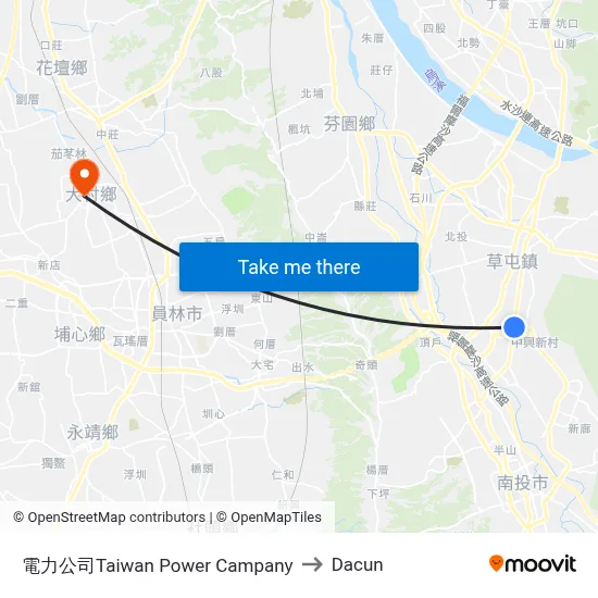 電力公司Taiwan Power Campany to Dacun map