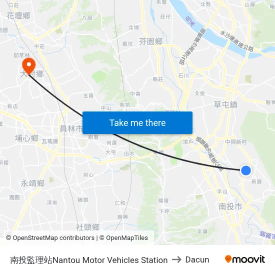 南投監理站Nantou Motor Vehicles Station to Dacun map