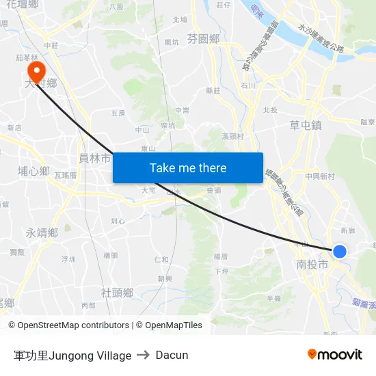 軍功里Jungong Village to Dacun map