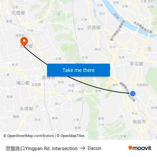 Yingpan Road Intersection to Dacun map