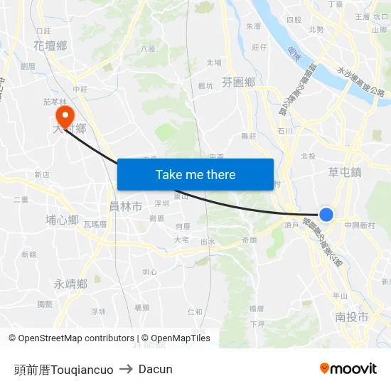 頭前厝Touqiancuo to Dacun map