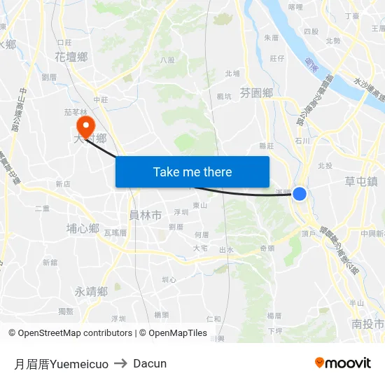 Yuemeicuo to Dacun map