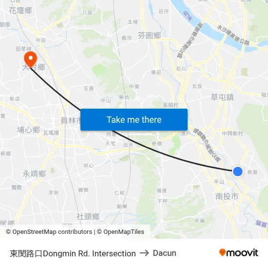 東閔路口Dongmin Rd. Intersection to Dacun map