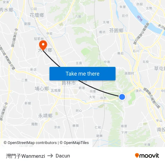 灣門子Wanmenzi to Dacun map