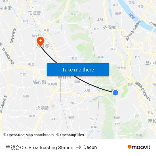 華視台Cts Broadcasting Station to Dacun map