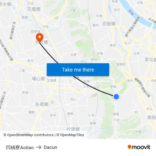 凹楇寮Aoliao to Dacun map