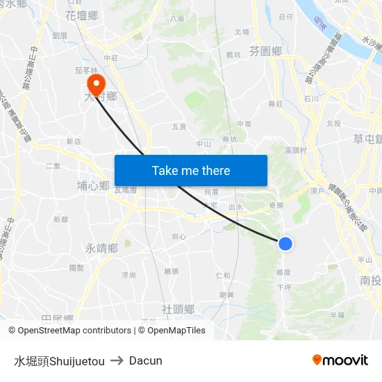 水堀頭Shuijuetou to Dacun map