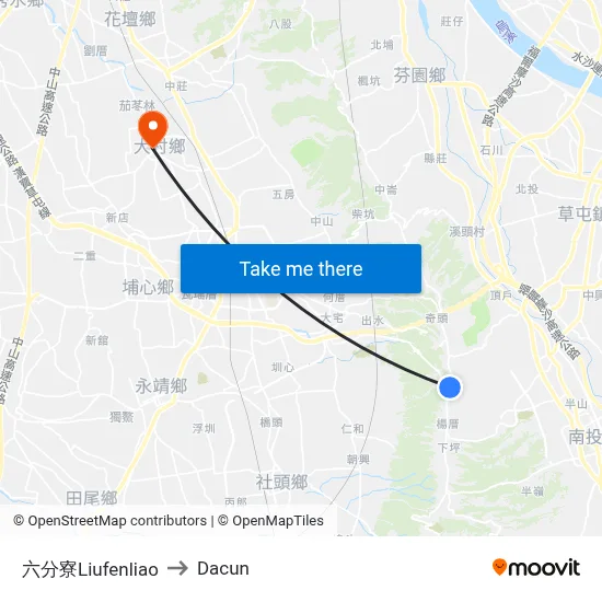 Liufenliao to Dacun map