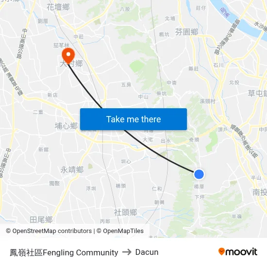 鳳嶺社區Fengling Community to Dacun map