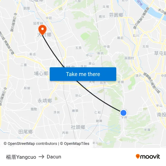楊厝Yangcuo to Dacun map