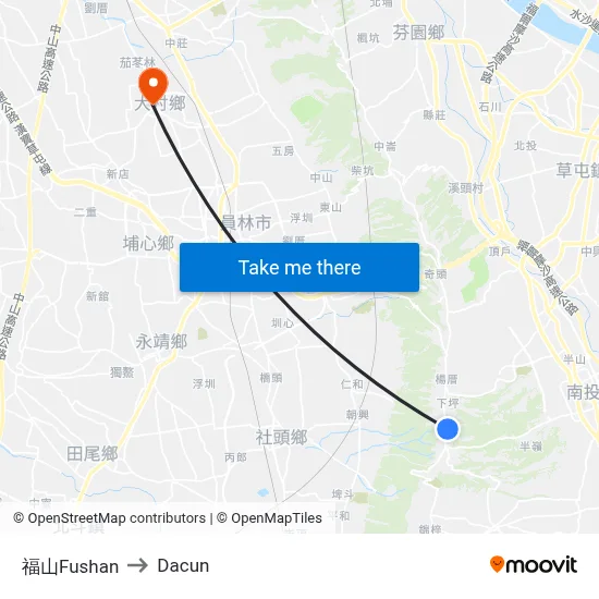 Fushan to Dacun map