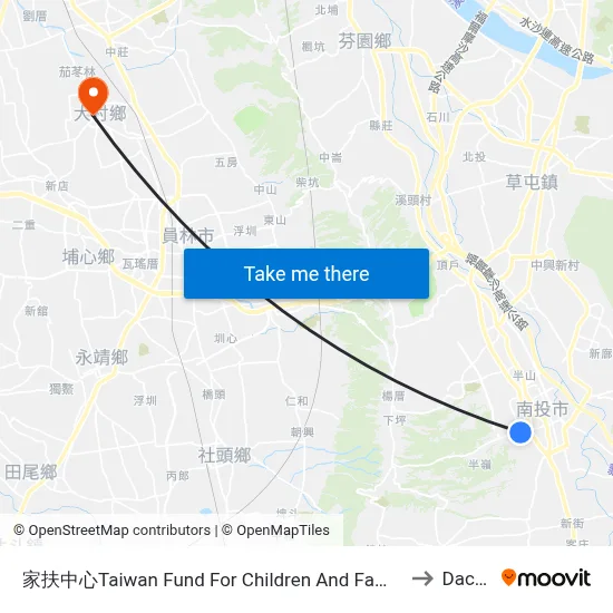 家扶中心Taiwan Fund For Children And Families to Dacun map