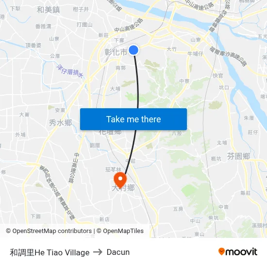 和調里He Tiao Village to Dacun map